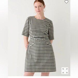 J.Crew Short-sleeve mini dress in gingham bi-stretch wool blend Size 10